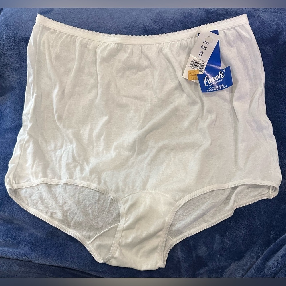 NEW CAROLE 10 Panties Undies Flattering Fit Cotton Brief Style 625 White USA